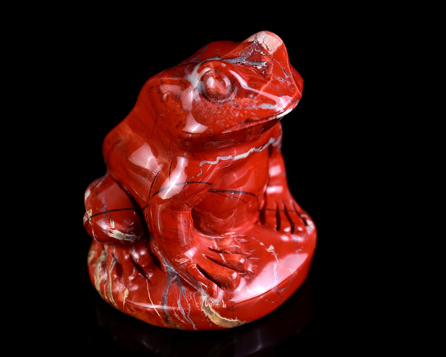 Nicedony 2.0" Red Jasper Hand Carved Crystal Frog Sculpture - #3100167