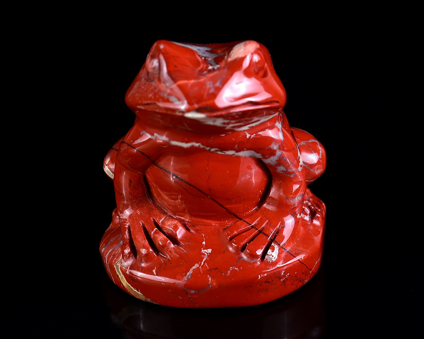 Nicedony 2.0" Red Jasper Hand Carved Crystal Frog Sculpture - #3100048