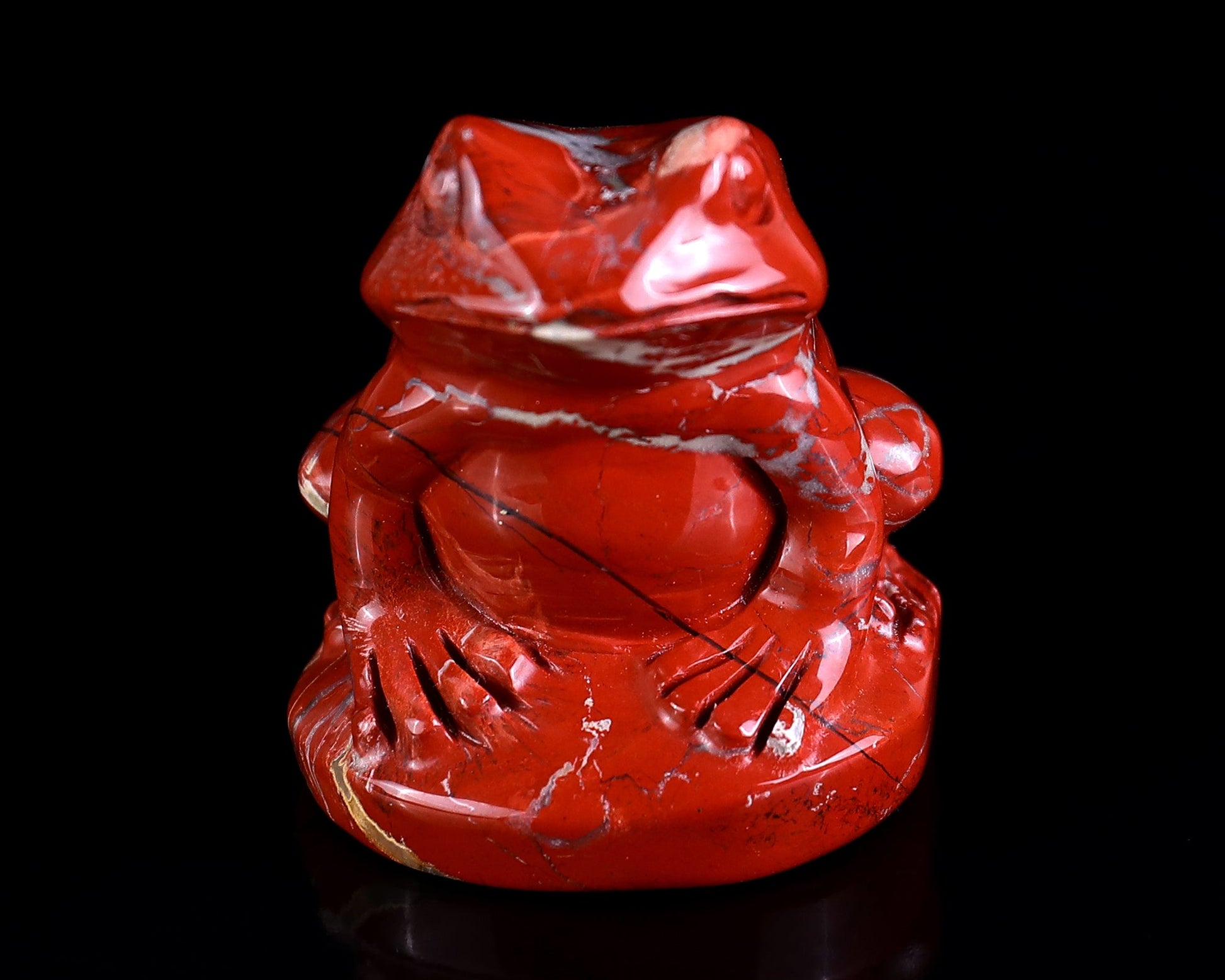 Nicedony 2.0" Red Jasper Hand Carved Crystal Frog Sculpture - #3100048