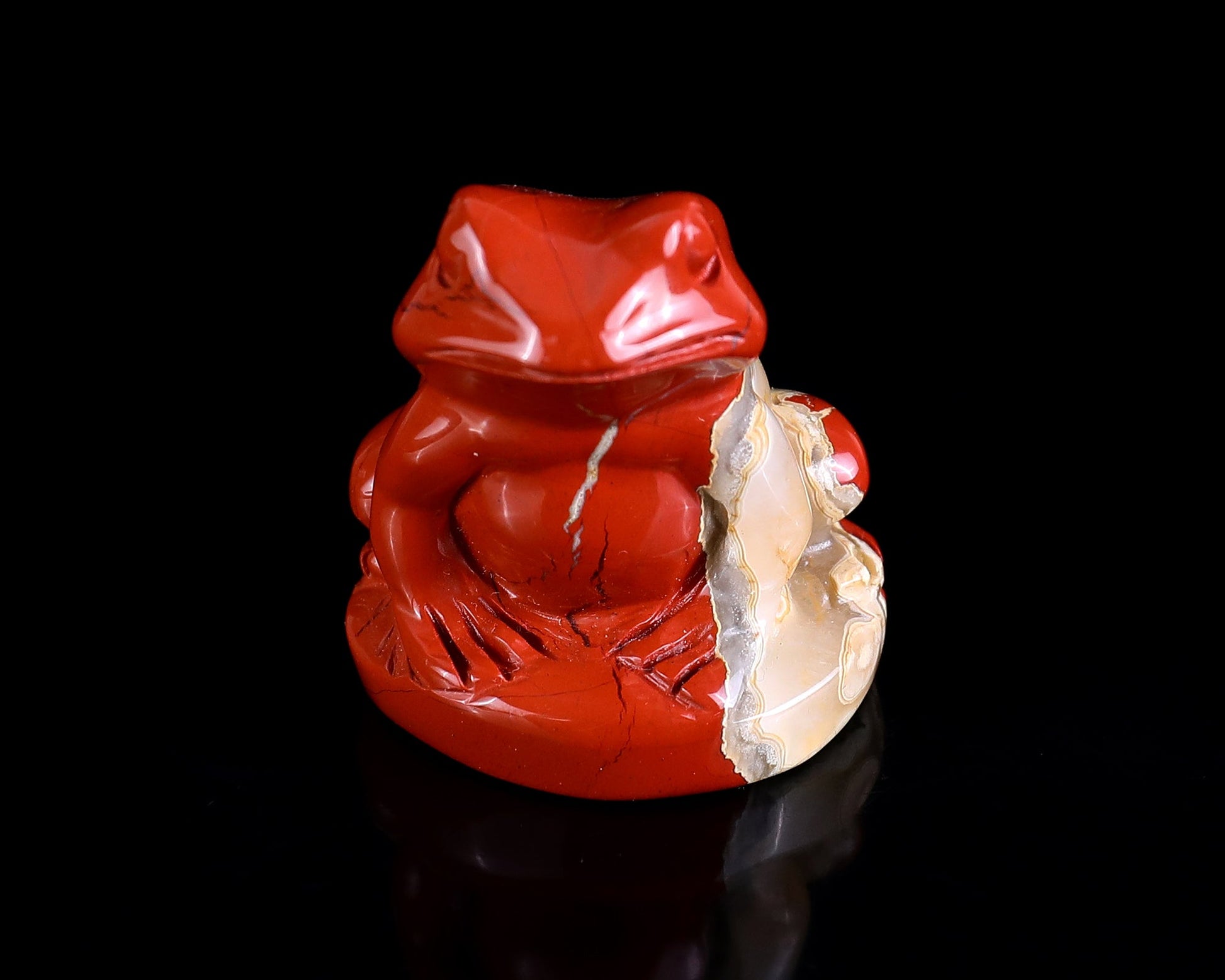 Nicedony 2.0" Red Jasper Hand Carved Crystal Frog Sculpture - View 18