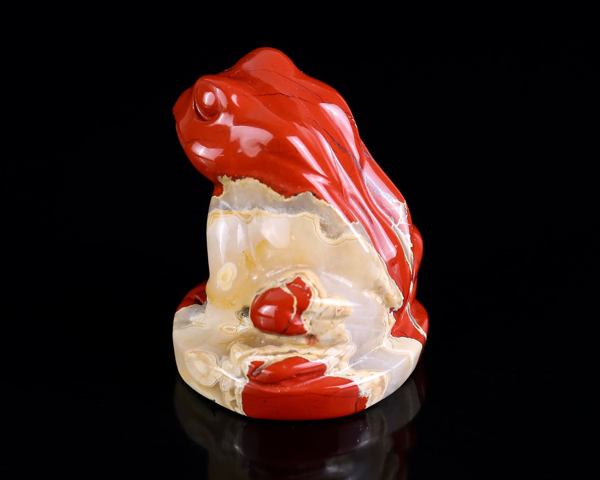Nicedony 2.0" Red Jasper Hand Carved Crystal Frog Sculpture - View 22