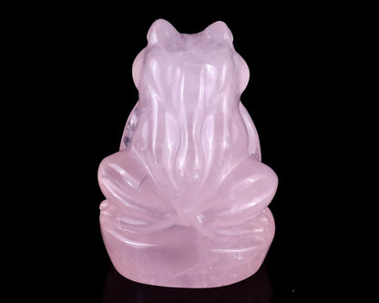 Nicedony 2.0" Rose Quartz Hand Carved Crystal Frog Sculpture - View 5