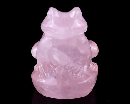 Nicedony 2.0" Rose Quartz Hand Carved Crystal Frog Sculpture - View 2