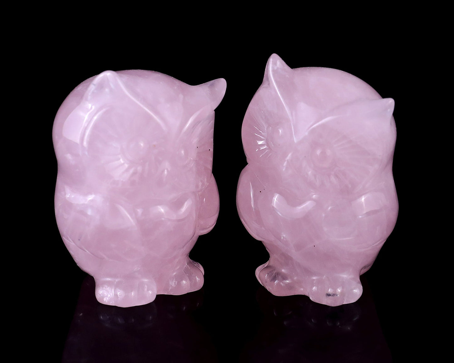 Nicedony 2.0" Rose Quartz Hand Carved Crystal Owl Sculpture - View 2