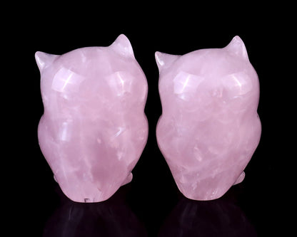 Nicedony 2.0" Rose Quartz Hand Carved Crystal Owl Sculpture - View 5