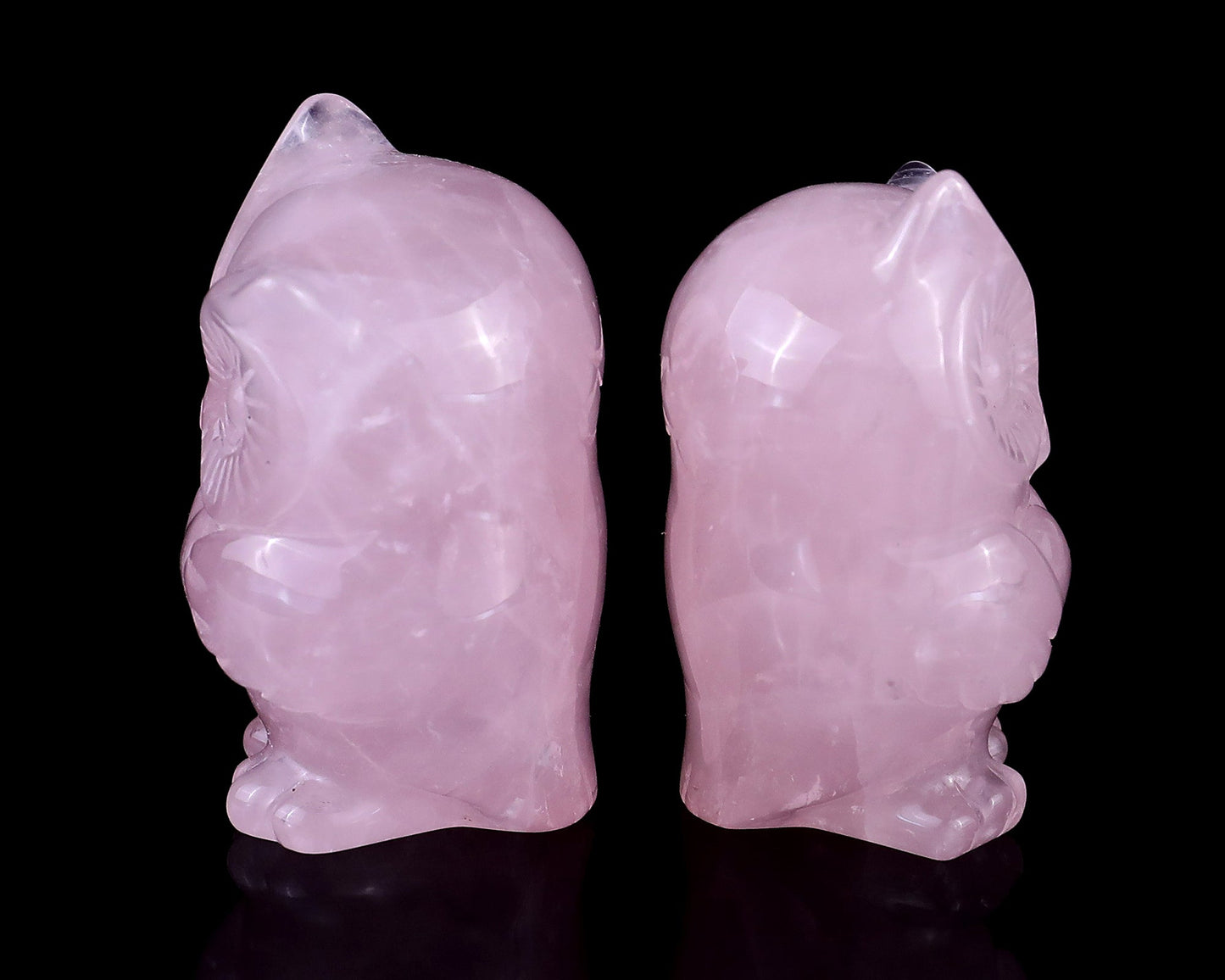 Nicedony 2.0" Rose Quartz Hand Carved Crystal Owl Sculpture - View 4