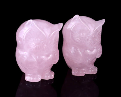 Nicedony 2.0" Rose Quartz Hand Carved Crystal Owl Sculpture - View 8