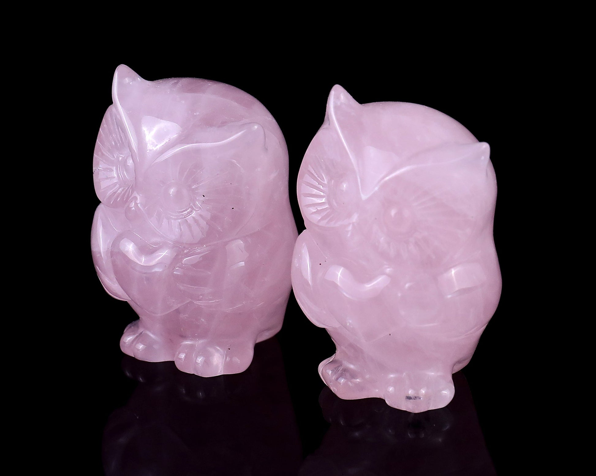 Nicedony 2.0" Rose Quartz Hand Carved Crystal Owl Sculpture - View 3