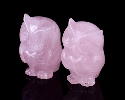 Nicedony 2.0" Rose Quartz Hand Carved Crystal Owl Sculpture - View 3