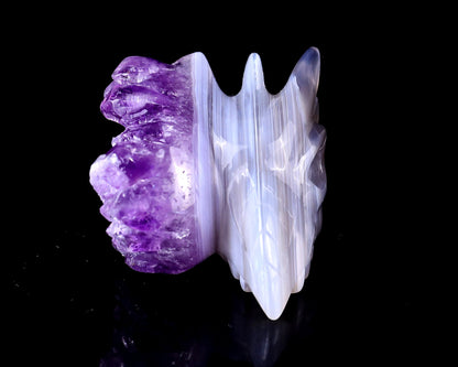 Nicedony 2.1" Amethyst Druse Agate Hand Carved Phoenix Skull - View 2