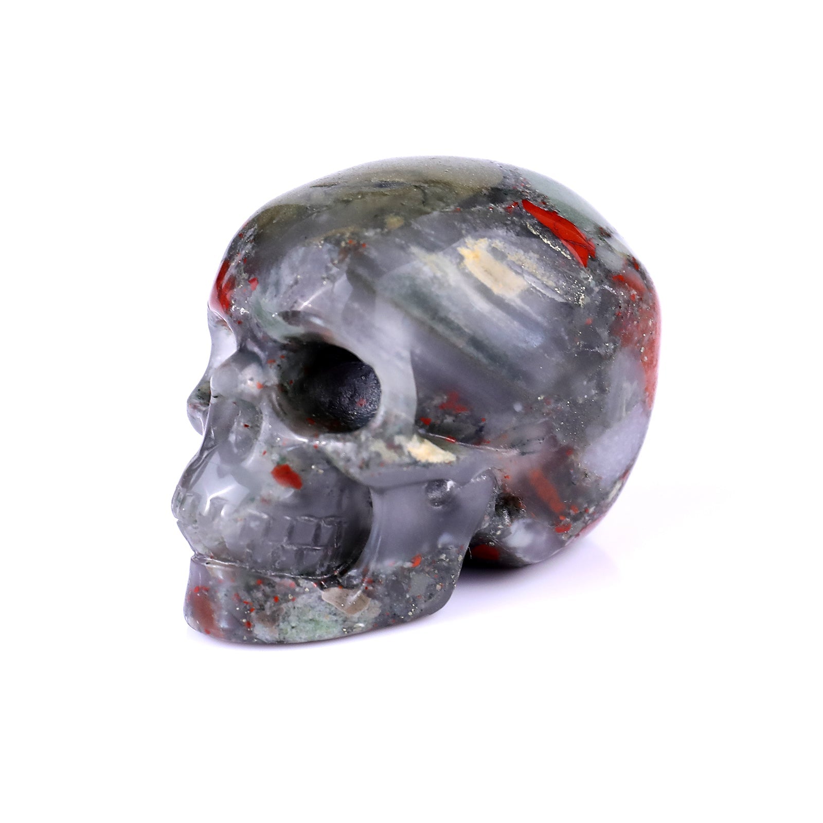 Nicedony 2.2" African Blood Stone Hand Carved Realistic Skull - View 7