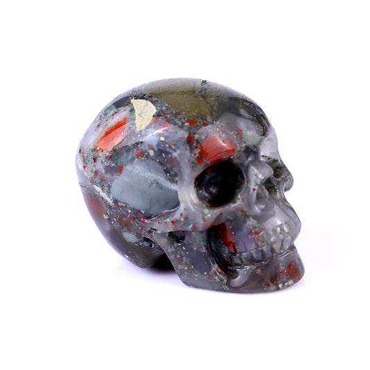 Nicedony 2.2" African Blood Stone Hand Carved Realistic Skull