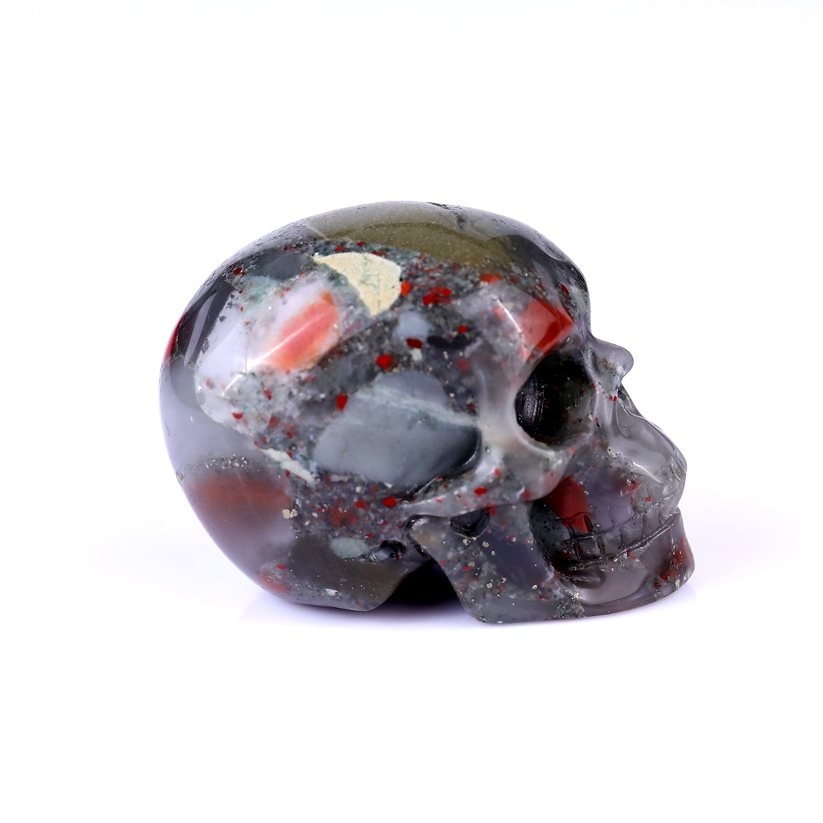 Nicedony 2.2" African Blood Stone Hand Carved Realistic Skull - View 3