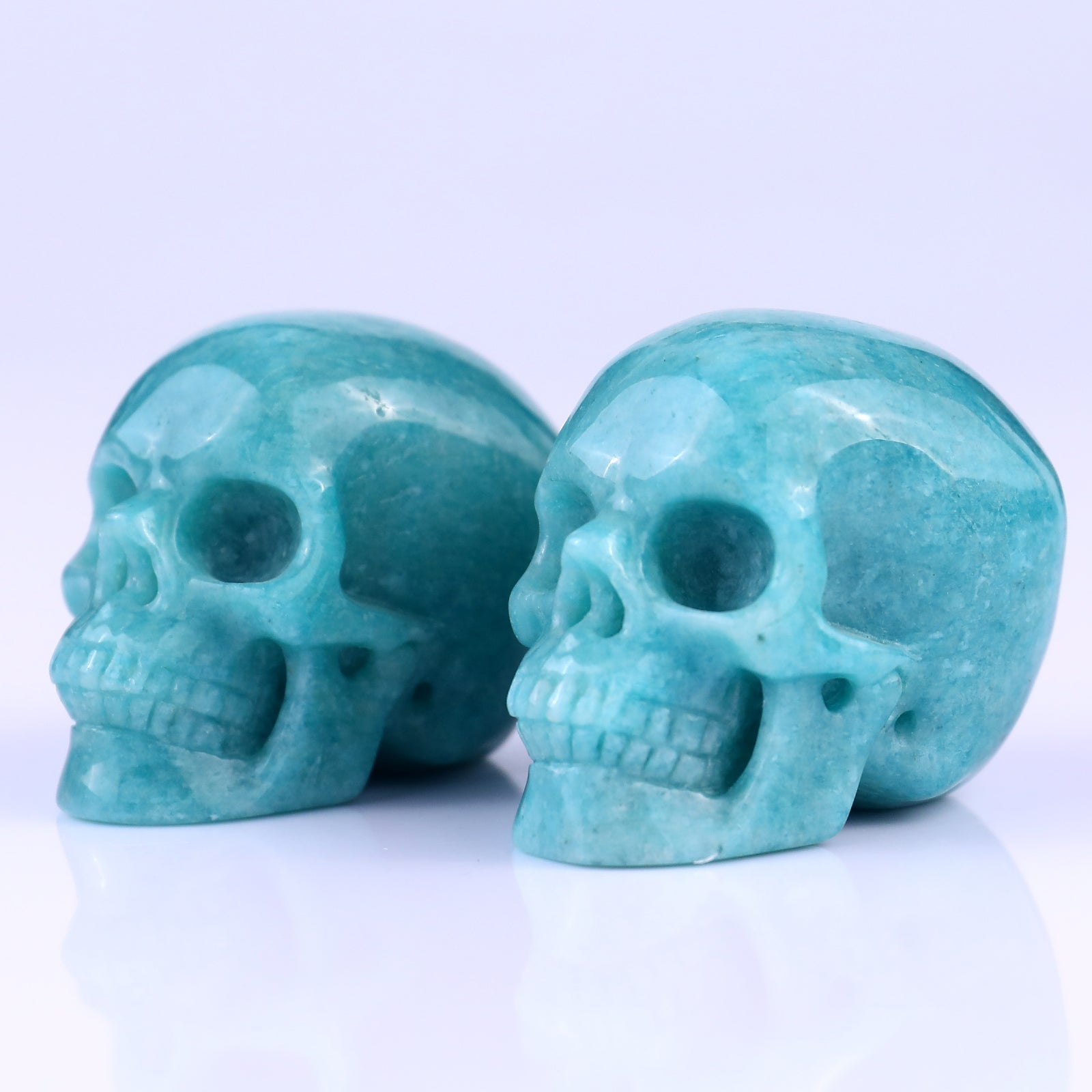 Nicedony 2.2" Amazonite Hand Carved Crystal Realistic Skull Sculpture - View 4