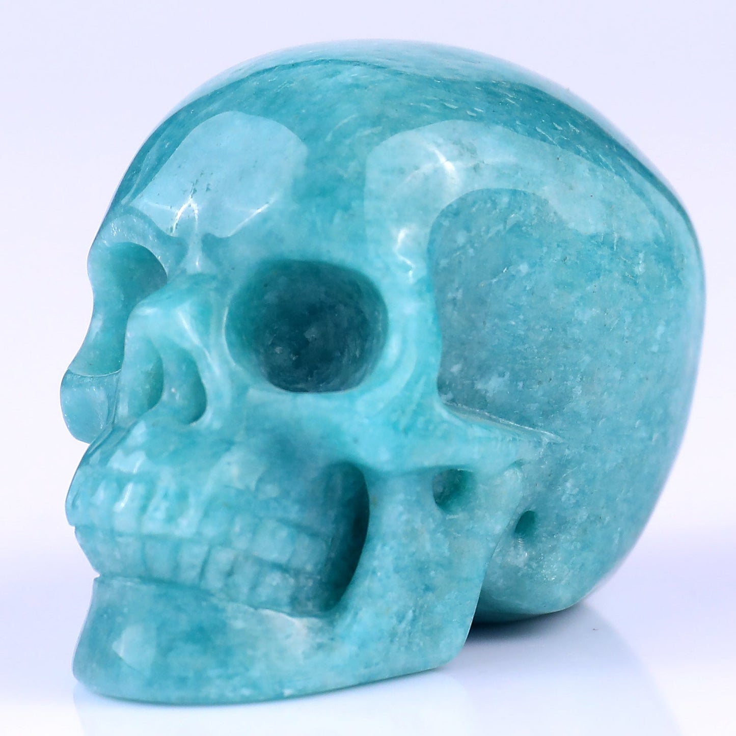 Nicedony 2.2" Amazonite Hand Carved Crystal Realistic Skull Sculpture - View 9