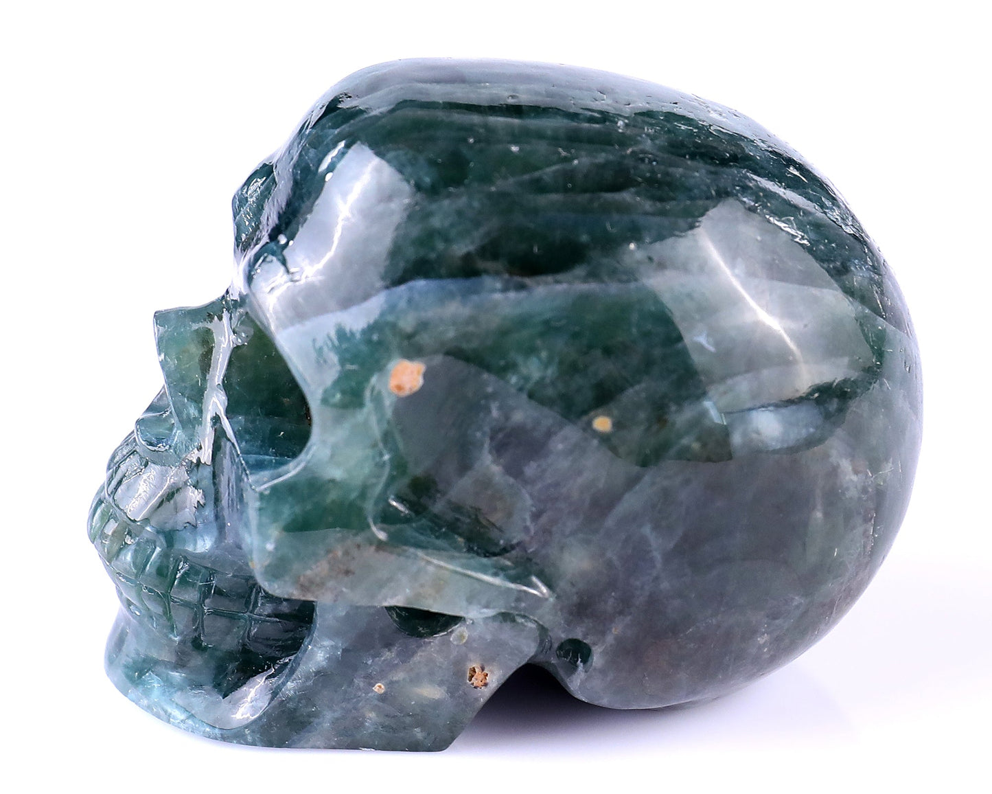 Nicedony 2.2" Blue Apatite Hand Carved Realistic Skull Sculpture - View 7