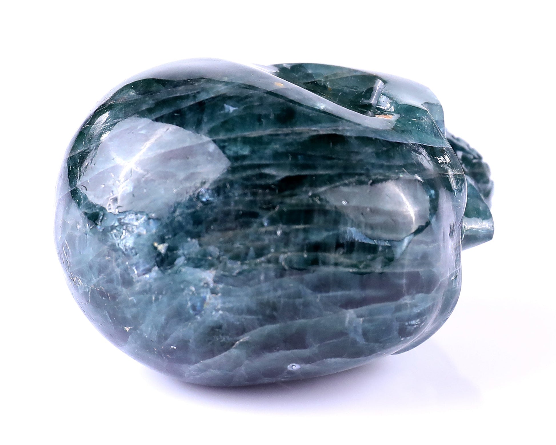 Nicedony 2.2" Blue Apatite Hand Carved Realistic Skull Sculpture - View 10