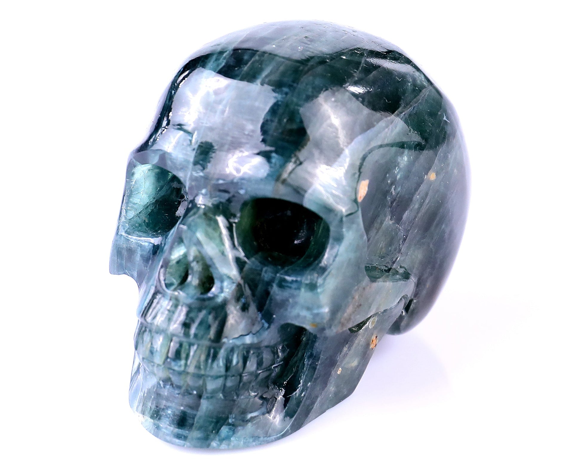 Nicedony 2.2" Blue Apatite Hand Carved Realistic Skull Sculpture