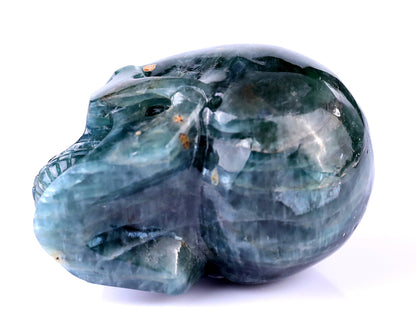 Nicedony 2.2" Blue Apatite Hand Carved Realistic Skull Sculpture - View 9