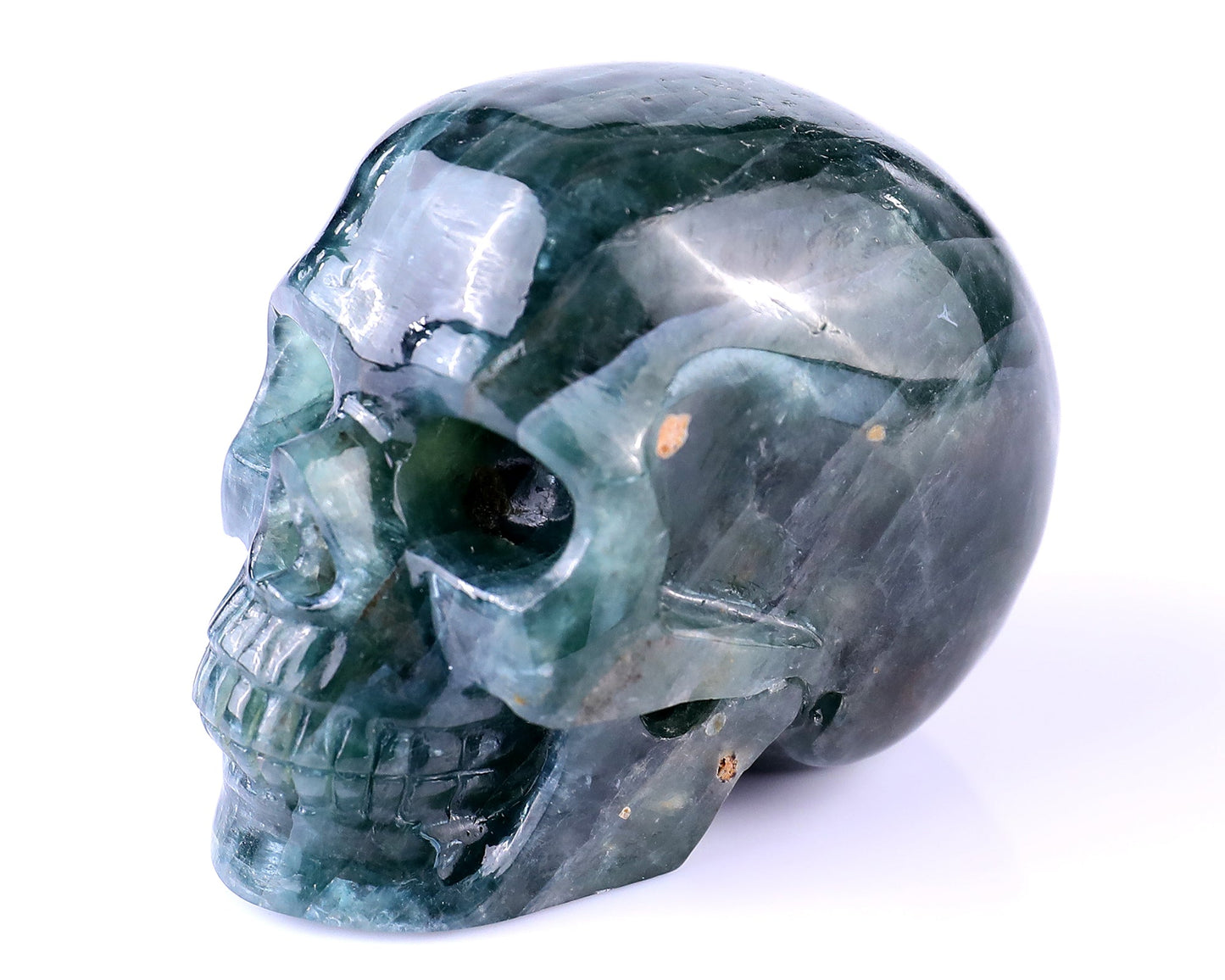 Nicedony 2.2" Blue Apatite Hand Carved Realistic Skull Sculpture - View 8