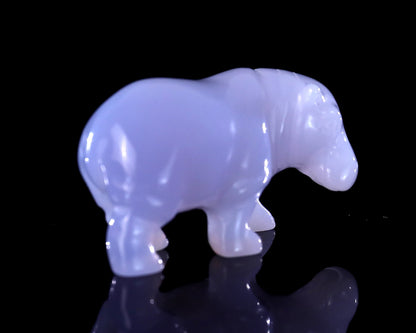 Nicedony 2.2" Blue Chalcedony Hand Carved Crystal Hippo Sculpture - View 3