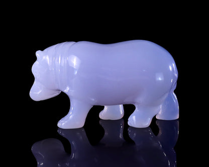 Nicedony 2.2" Blue Chalcedony Hand Carved Crystal Hippo Sculpture - View 5