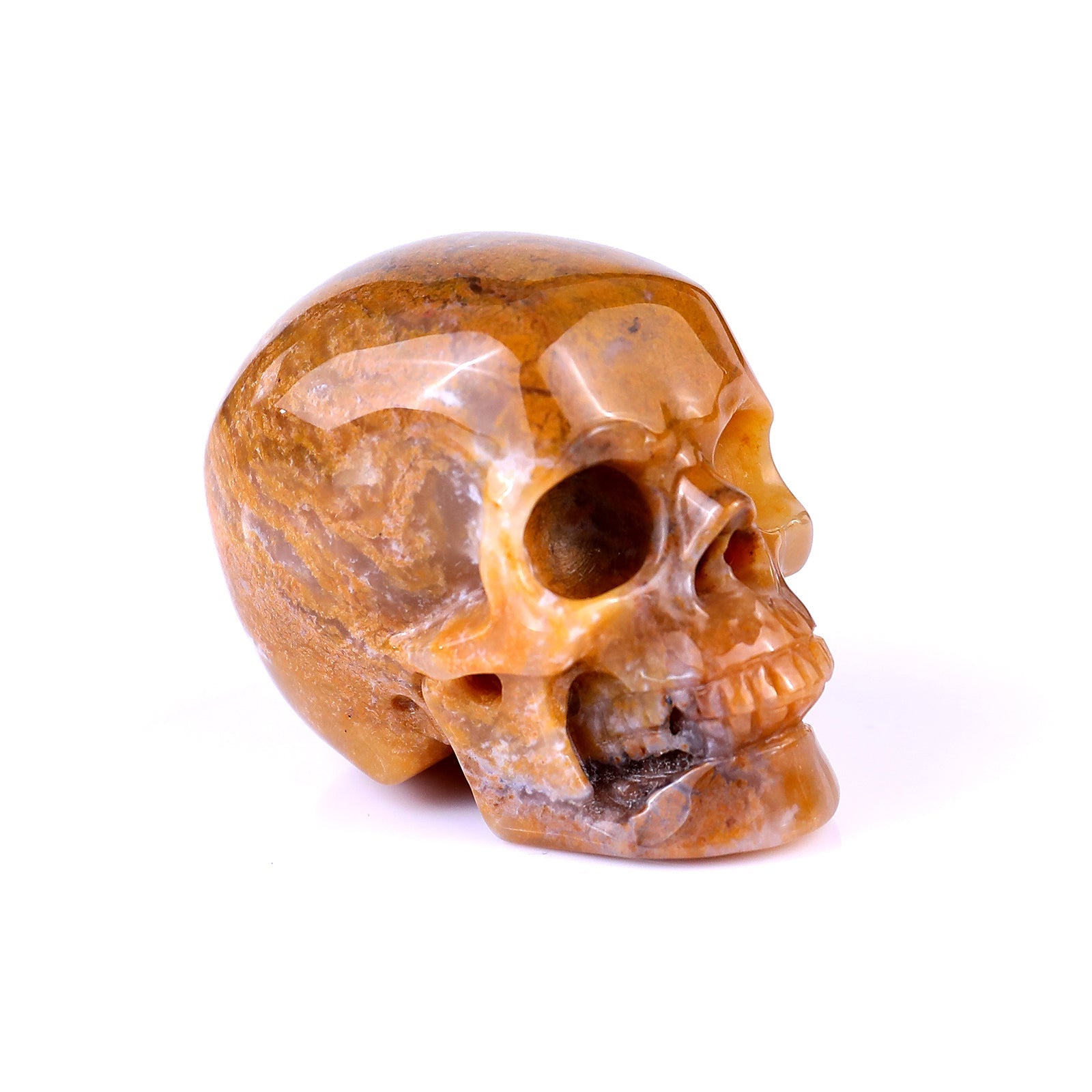 Nicedony 2.2" Chalcedony Hand Carved Realistic Skull Sculpture - #2100144