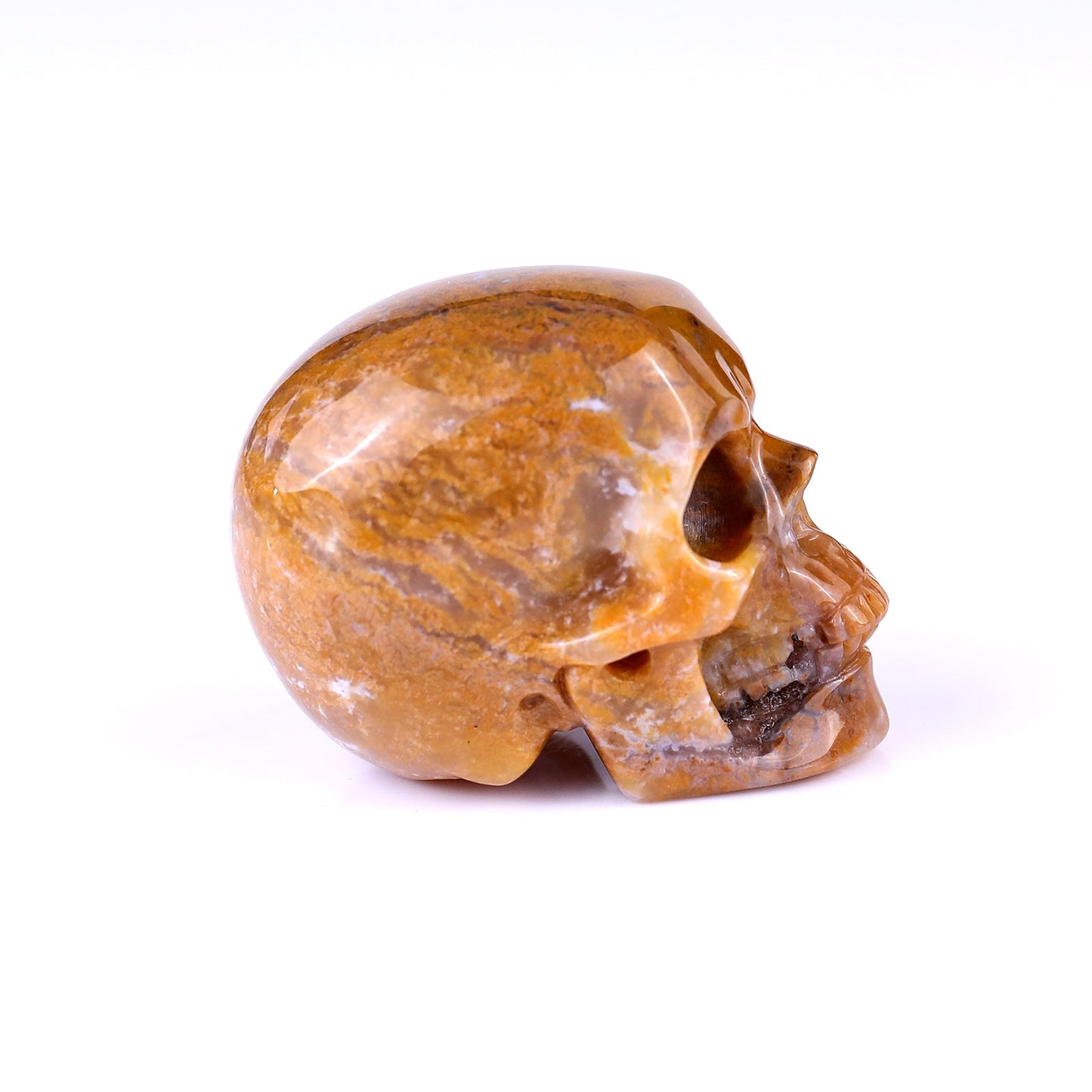 Nicedony 2.2" Chalcedony Hand Carved Realistic Skull Sculpture - #2100112