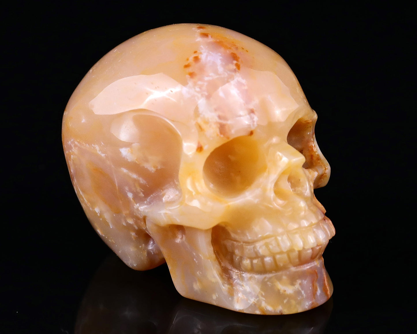 Nicedony 2.2" Chalcedony Hand Carved Realistic Skull Sculpture - View 8