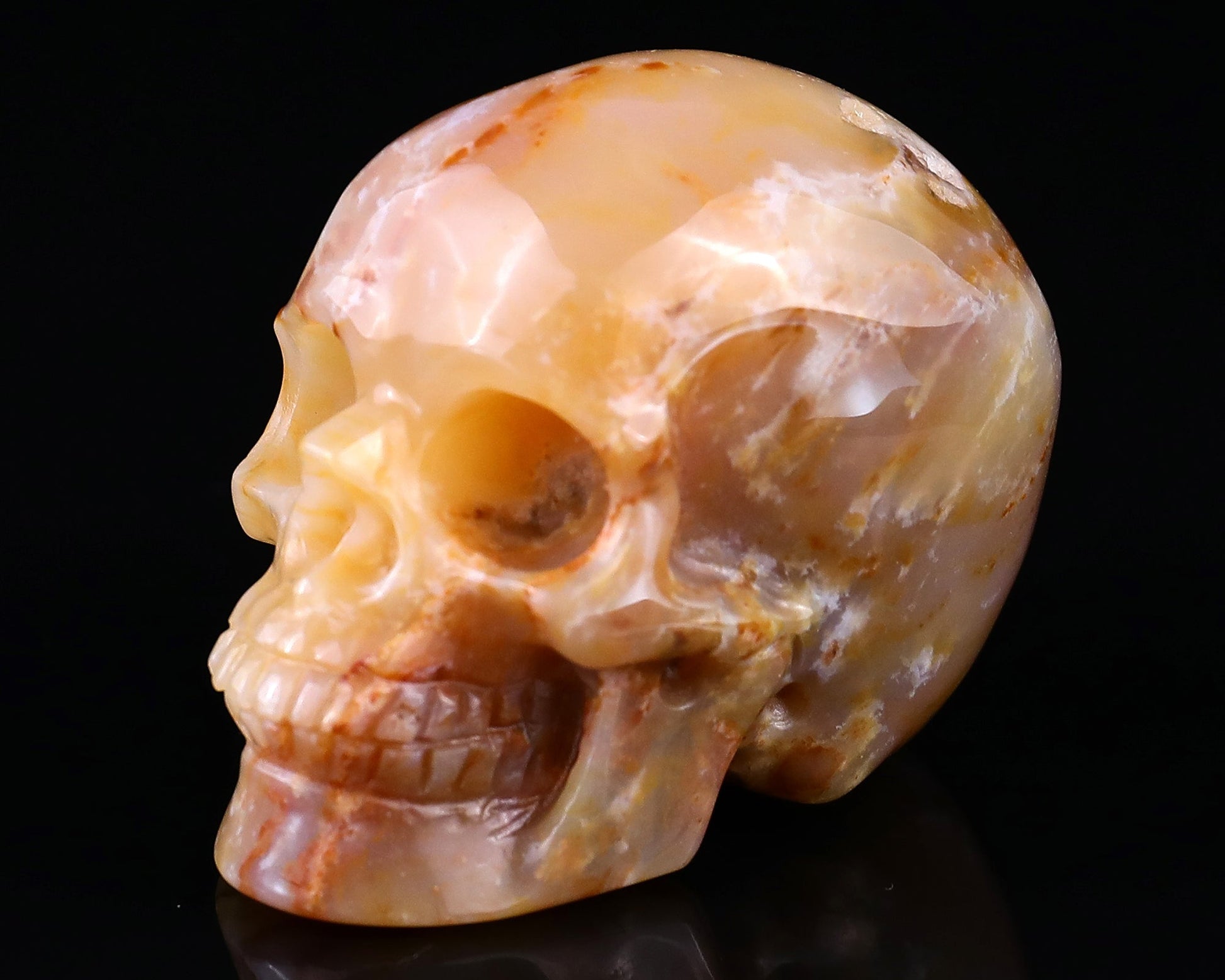 Nicedony 2.2" Chalcedony Hand Carved Realistic Skull Sculpture - View 14