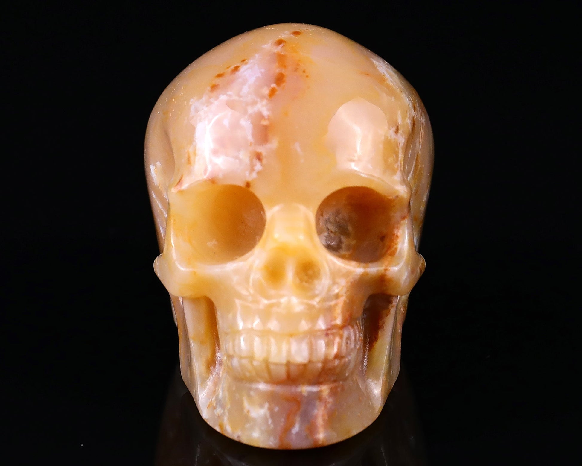 Nicedony 2.2" Chalcedony Hand Carved Realistic Skull Sculpture - View 9