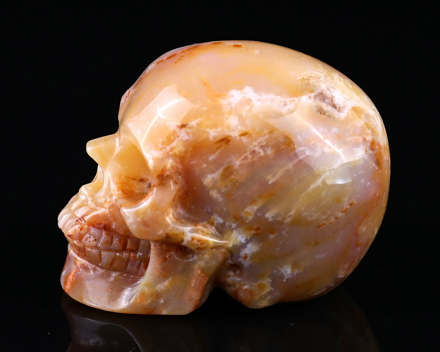 Nicedony 2.2" Chalcedony Hand Carved Realistic Skull Sculpture - View 11