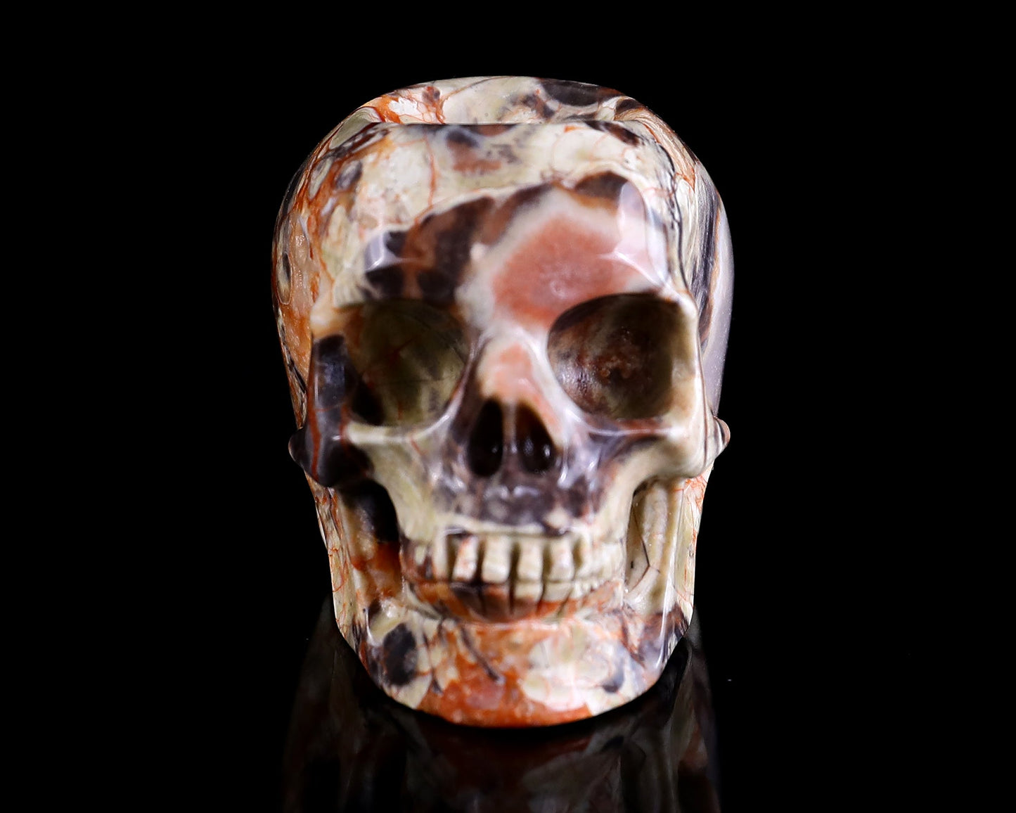 Nicedony 2.2" Coin Agate Hand Carved Realistic Skull Ball Stand - View 2