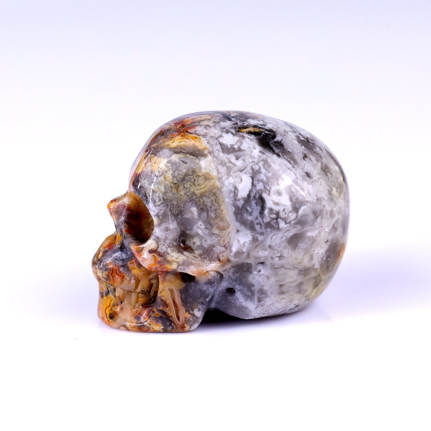 Nicedony 2.2" Crazy Agate Hand Carved Realistic Skull Sculpture - View 4