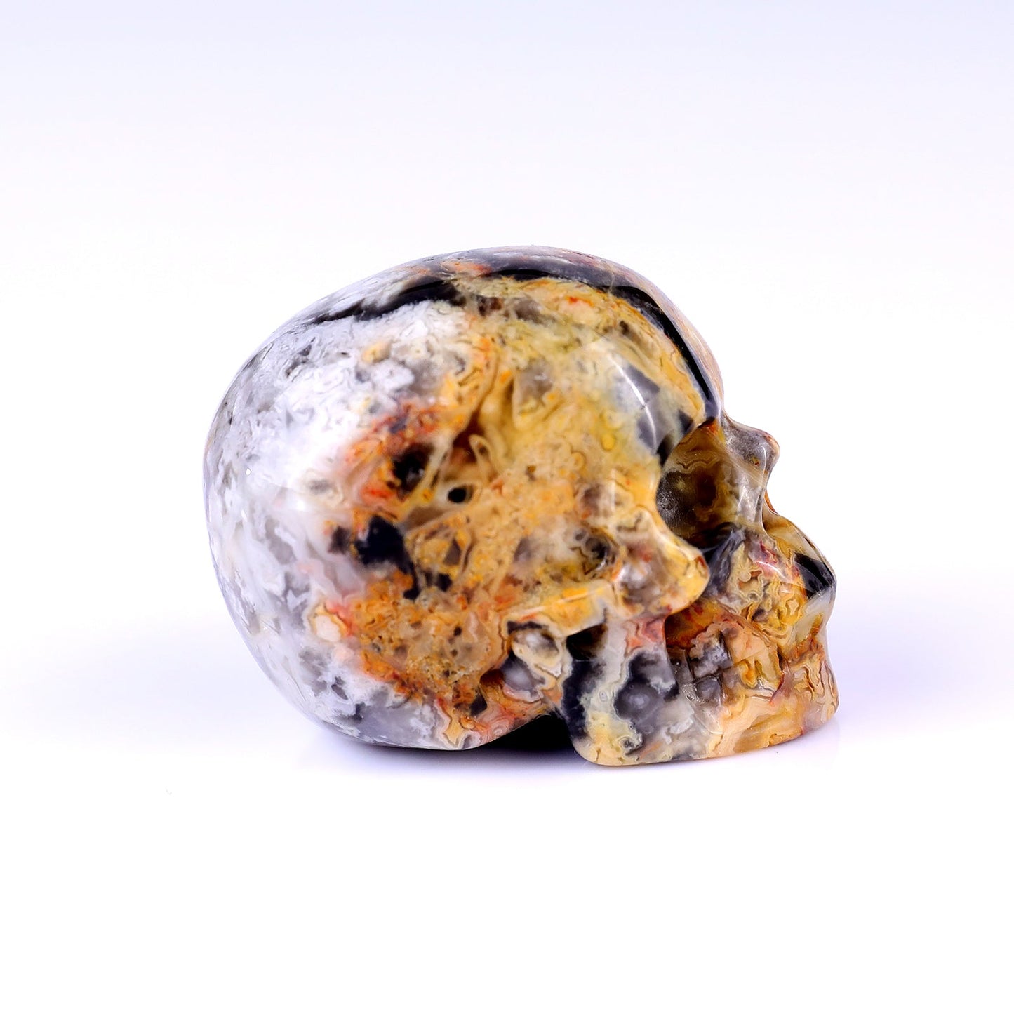 Nicedony 2.2" Crazy Agate Hand Carved Realistic Skull Sculpture - View 3