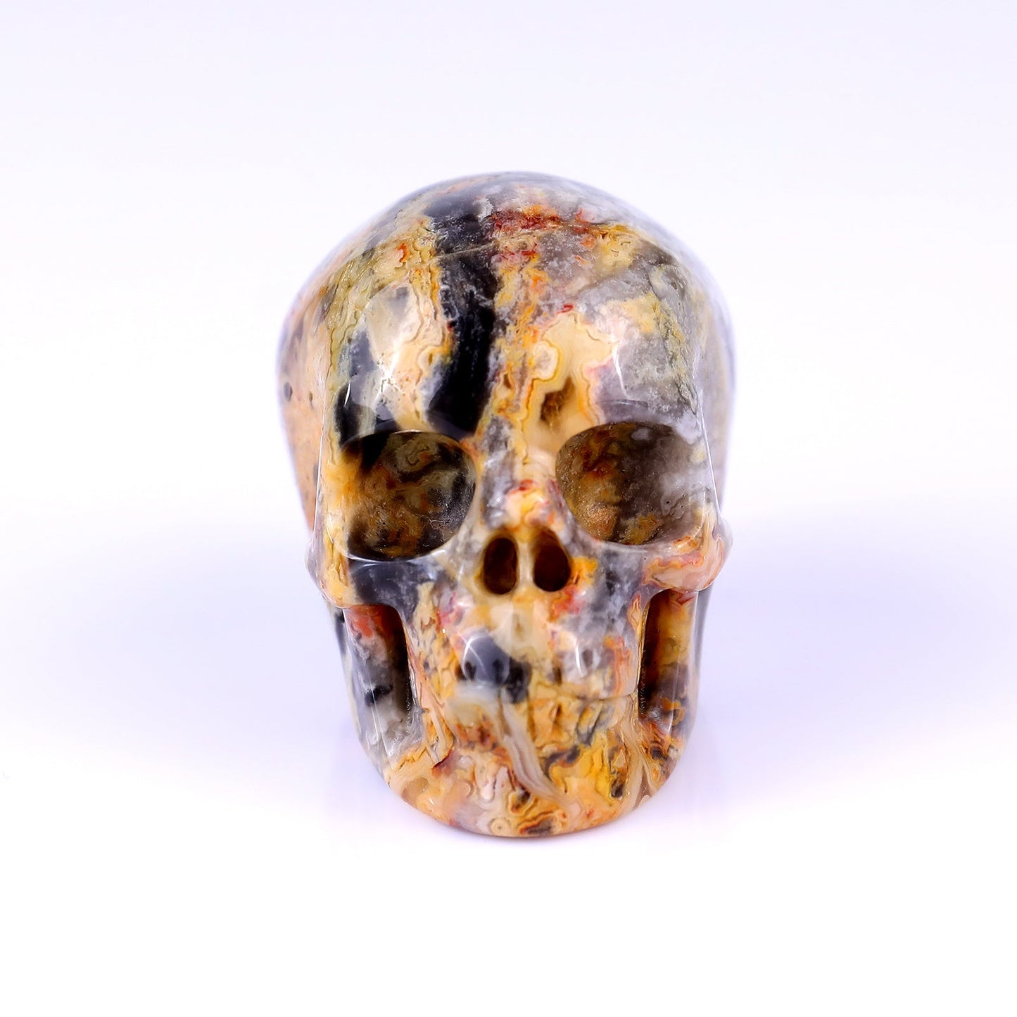 Nicedony 2.2" Crazy Agate Hand Carved Realistic Skull Sculpture - View 2