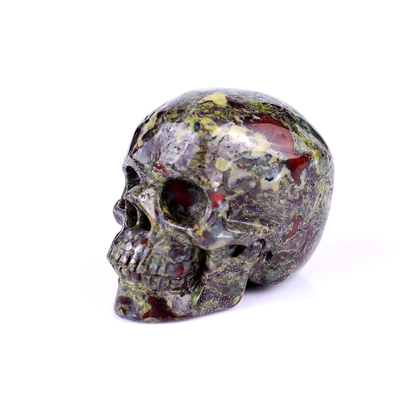 Nicedony 2.2" Dragon Blood Jasper Hand Carved Realistic Skull - View 7