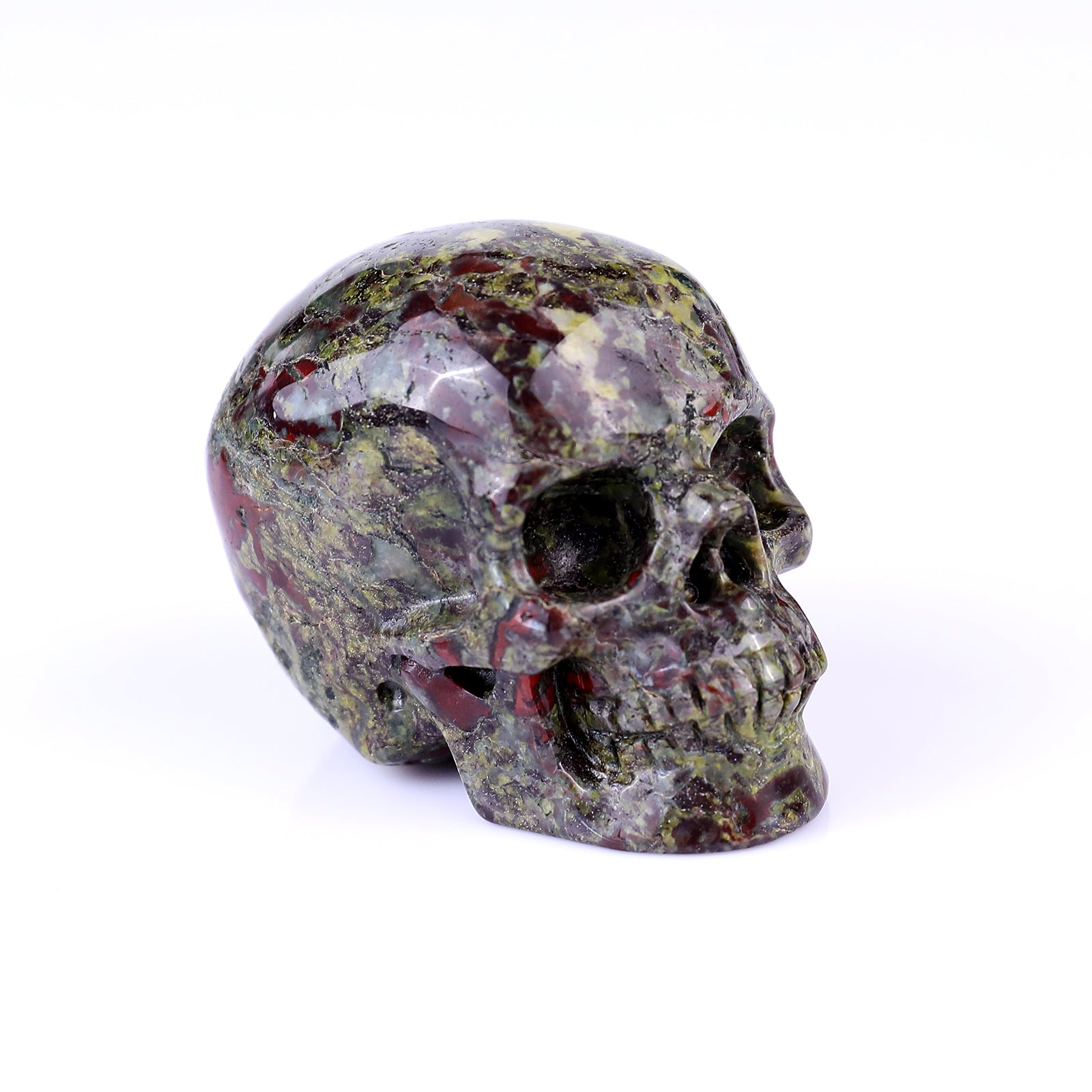 Nicedony 2.2" Dragon Blood Jasper Hand Carved Realistic Skull