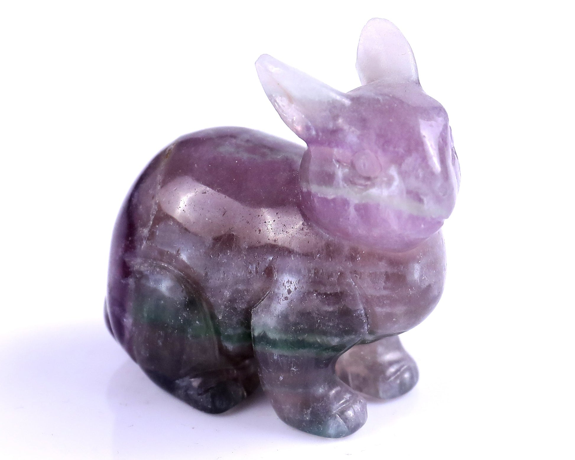 Nicedony 2.2" Fluorite Hand Carved Crystal Rabbit Sculpture - #3100131