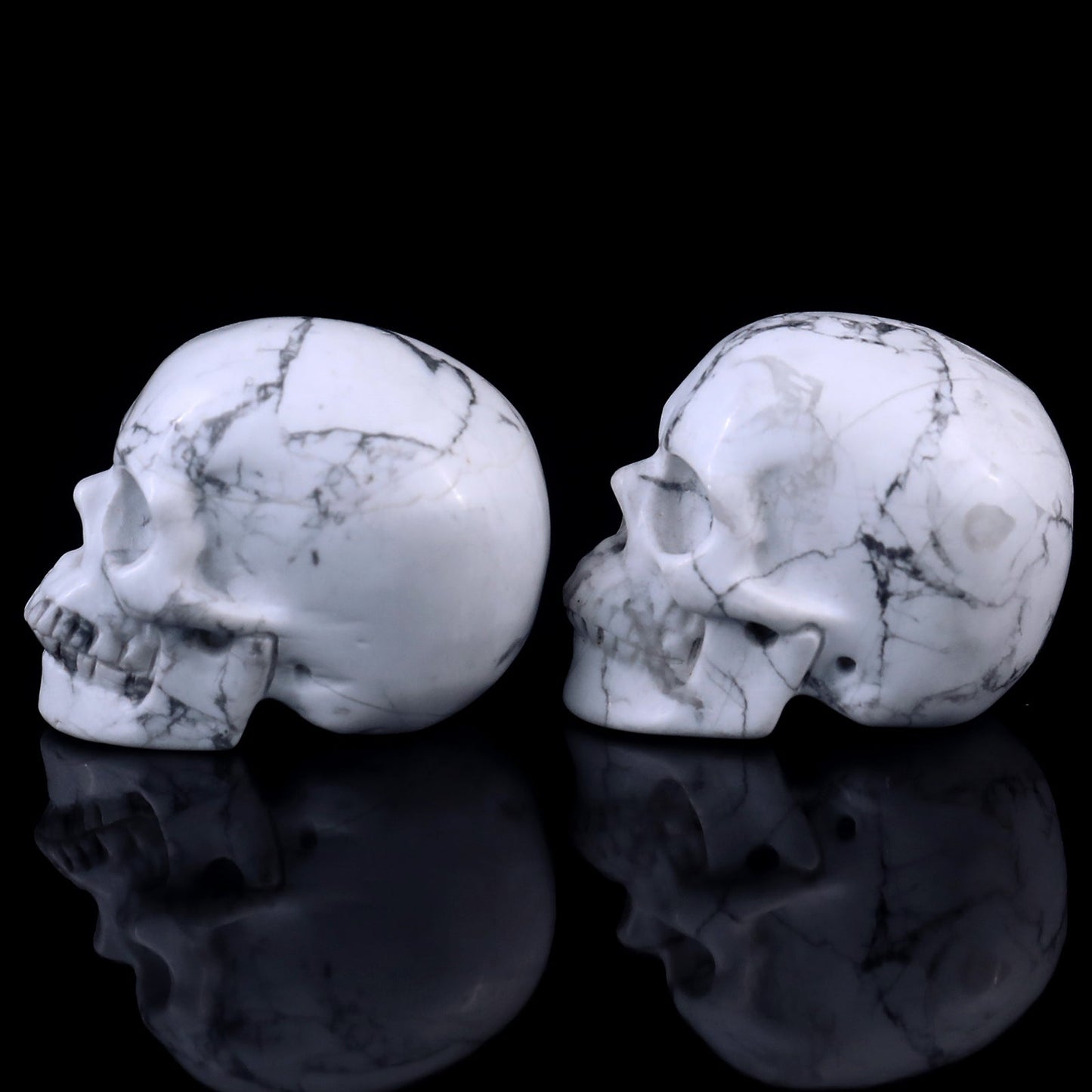 Nicedony 2.2" Howlite Hand Carved Crystal Realistic Skull Sculpture - View 13