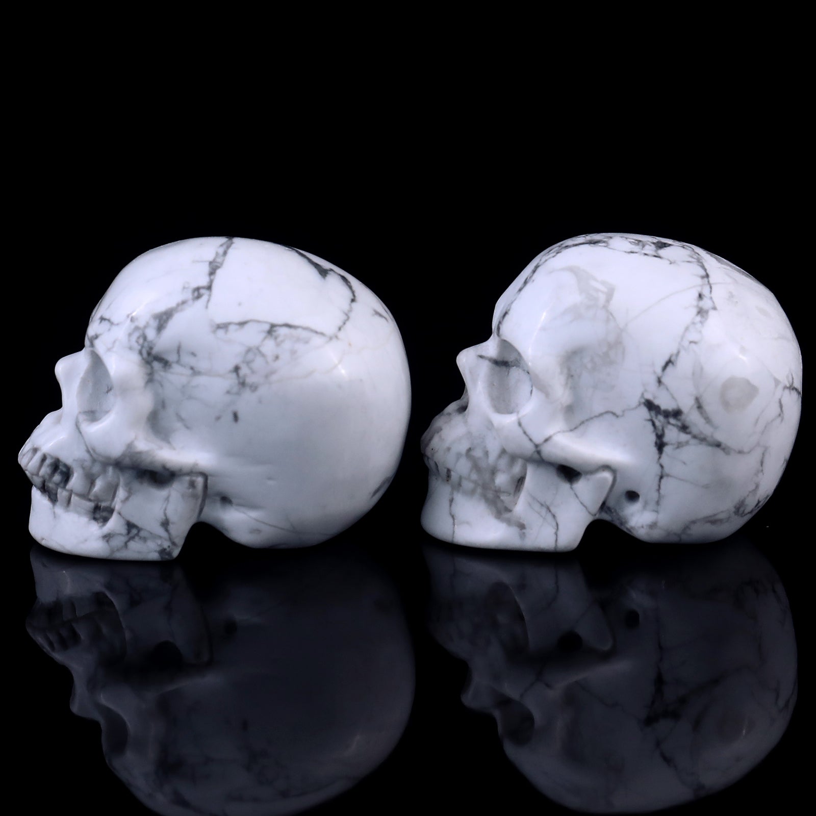 Nicedony 2.2" Howlite Hand Carved Crystal Realistic Skull Sculpture - View 13
