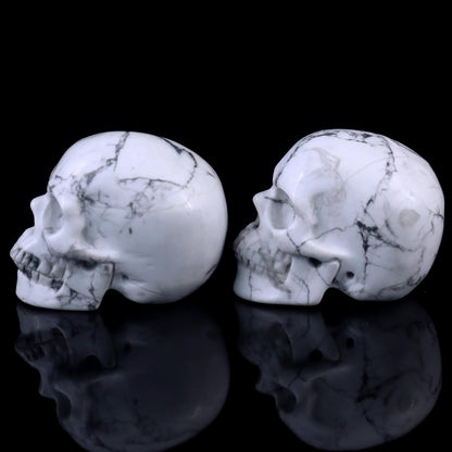 Nicedony 2.2" Howlite Hand Carved Crystal Realistic Skull Sculpture - View 13
