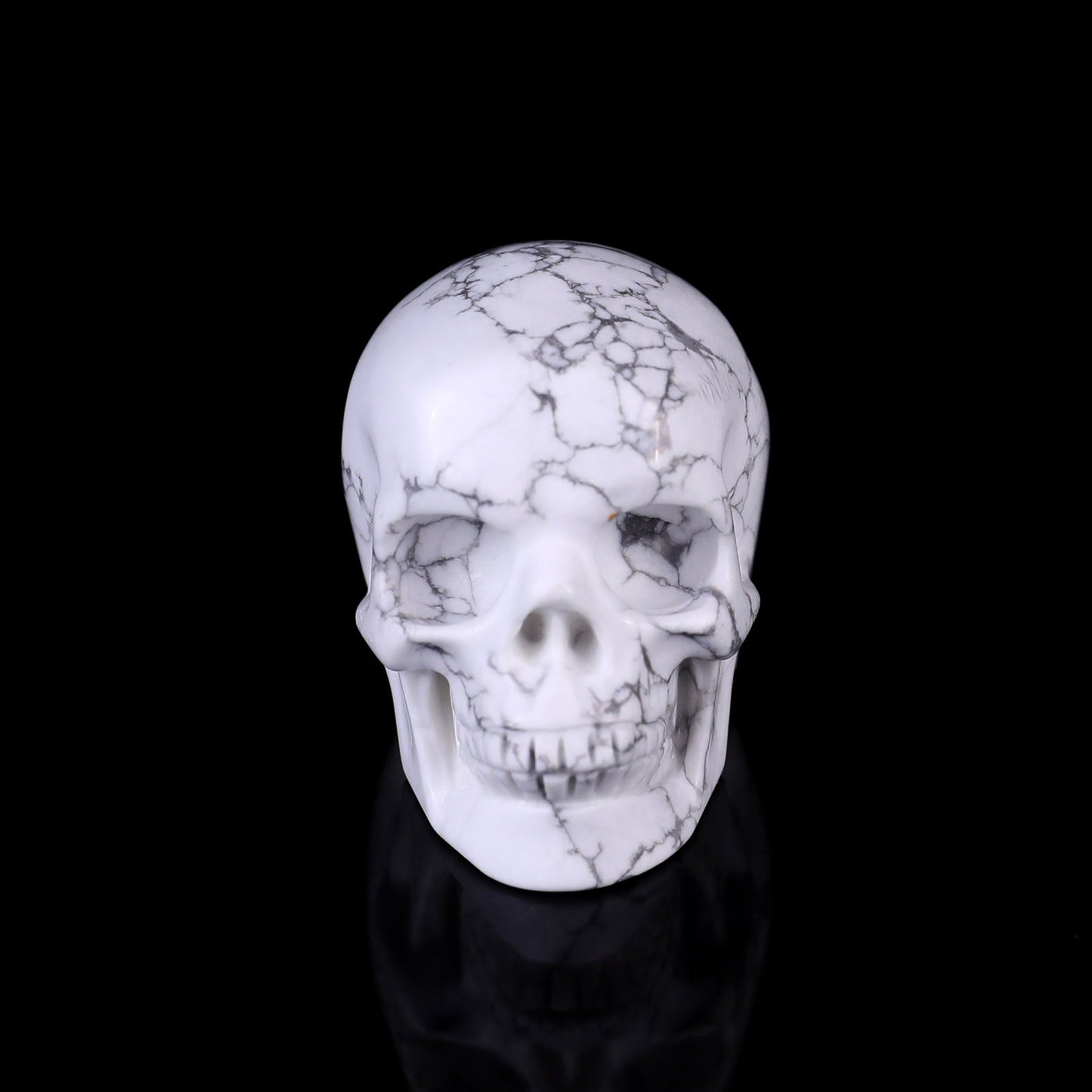 Nicedony 2.2" Howlite Hand Carved Crystal Realistic Skull Sculpture - View 3