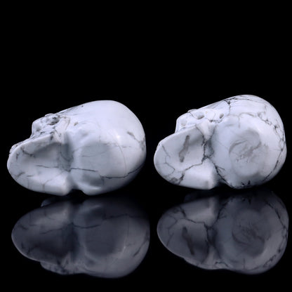 Nicedony 2.2" Howlite Hand Carved Crystal Realistic Skull Sculpture - View 14
