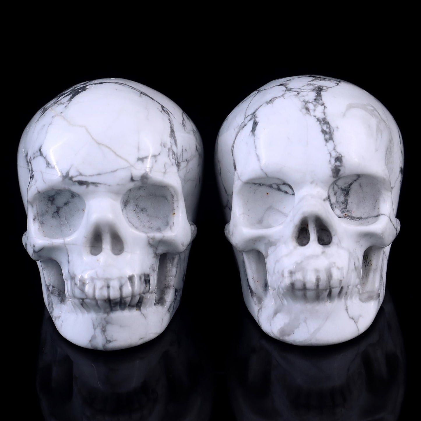 Nicedony 2.2" Howlite Hand Carved Crystal Realistic Skull Sculpture - View 10