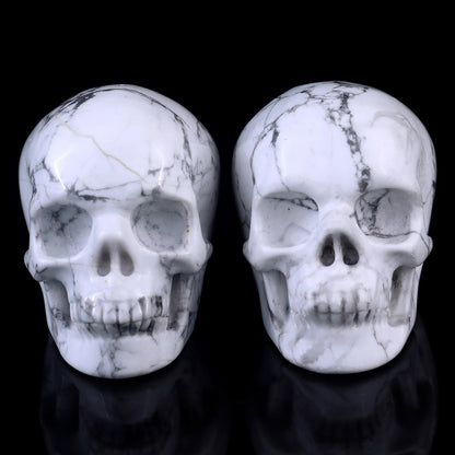 Nicedony 2.2" Howlite Hand Carved Crystal Realistic Skull Sculpture - View 10