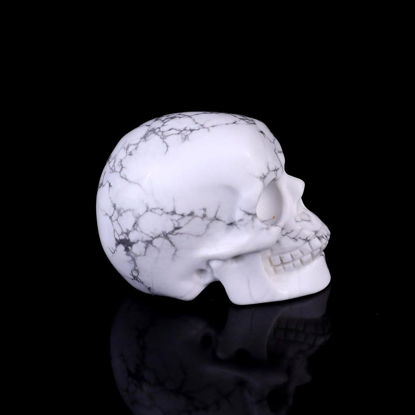 Nicedony 2.2" Howlite Hand Carved Crystal Realistic Skull Sculpture - View 4