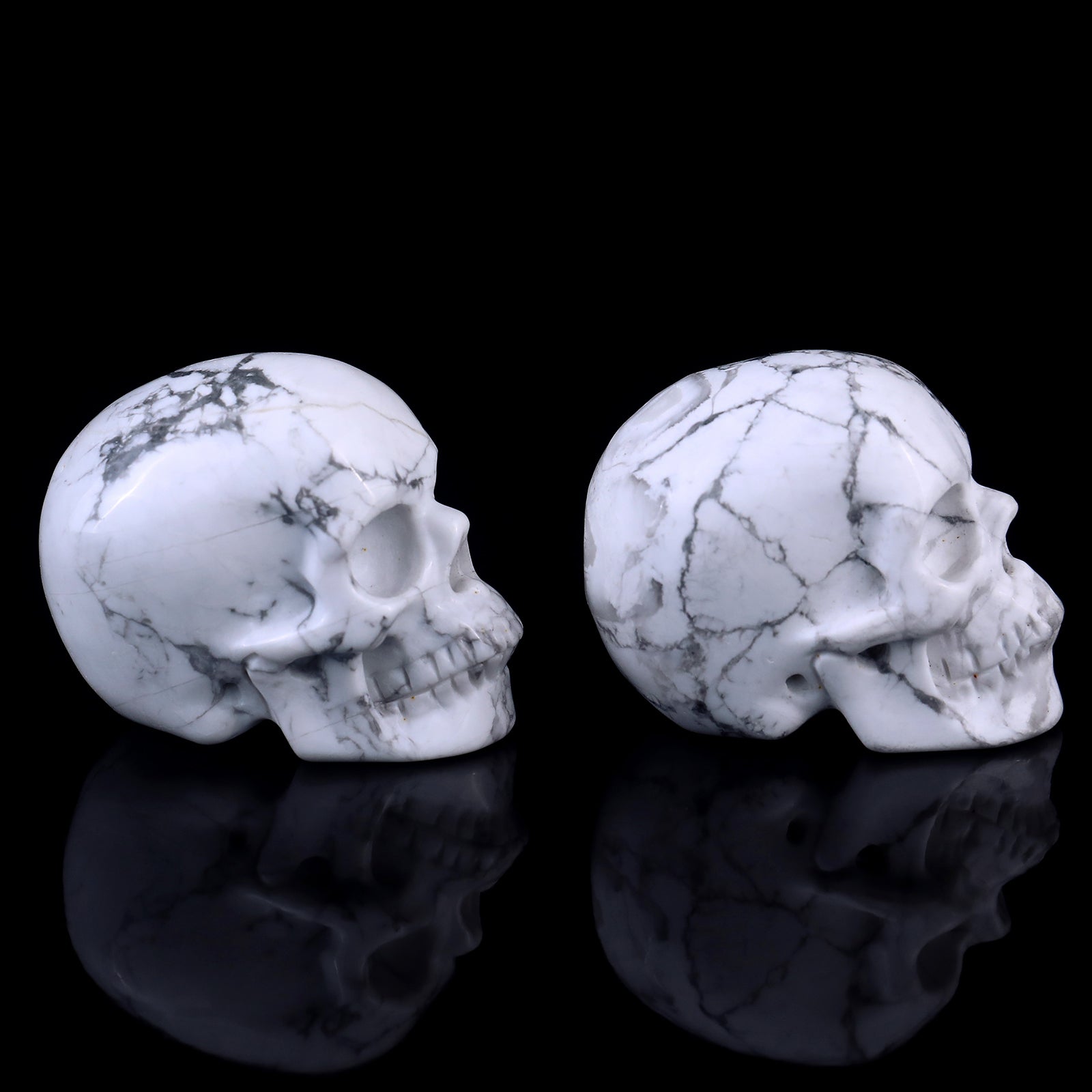 Nicedony 2.2" Howlite Hand Carved Crystal Realistic Skull Sculpture - View 12