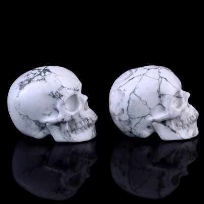Nicedony 2.2" Howlite Hand Carved Crystal Realistic Skull Sculpture - View 12