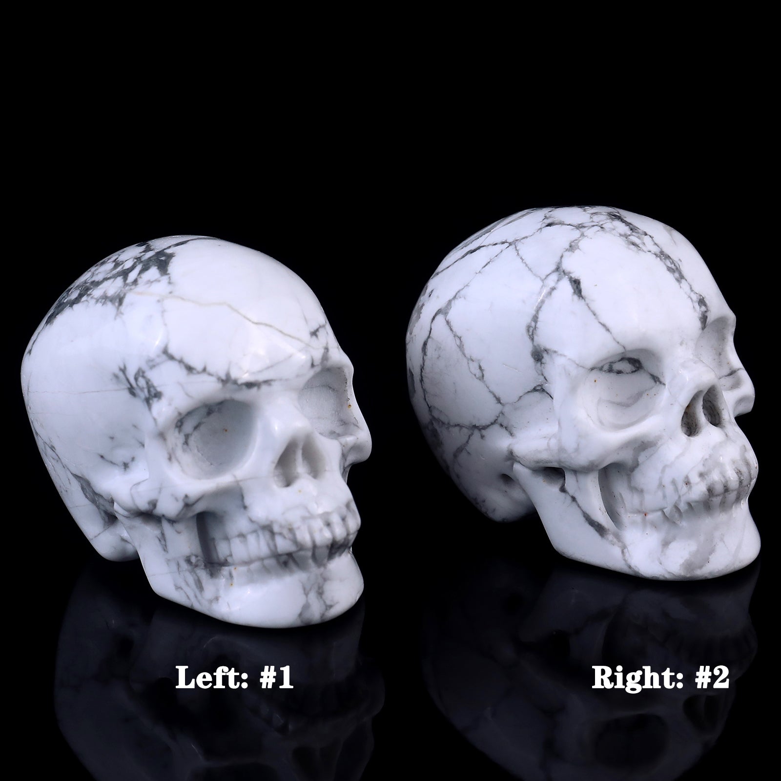 Nicedony 2.2" Howlite Hand Carved Crystal Realistic Skull Sculpture - View 9